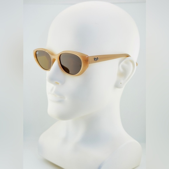 Ray-Ban Sunglasses Bio-Based RB4457D Polished Opal Beige Frame Dark Brown Lenses - Picture 5 of 15